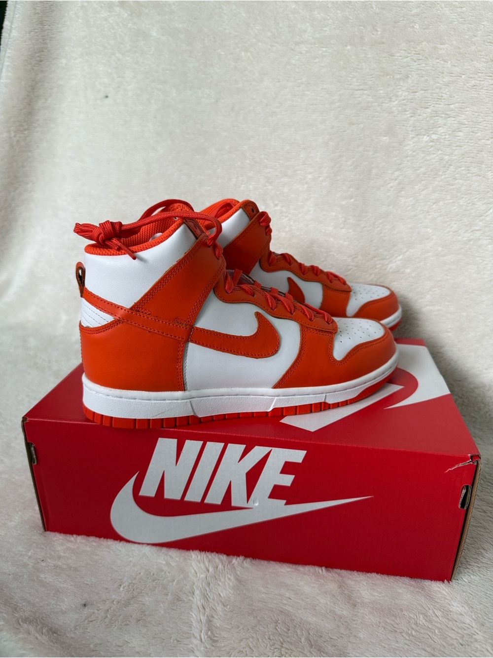 Nike Womens High-Top Sneakers - White & Orange Blaze